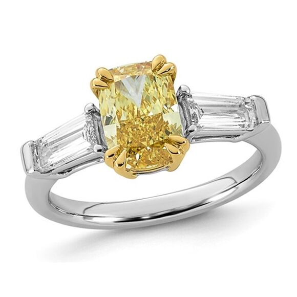 2.80 Carat (ctw VS, F) Certified Lab-Grown Yellow Diamond Ring 14k Gold